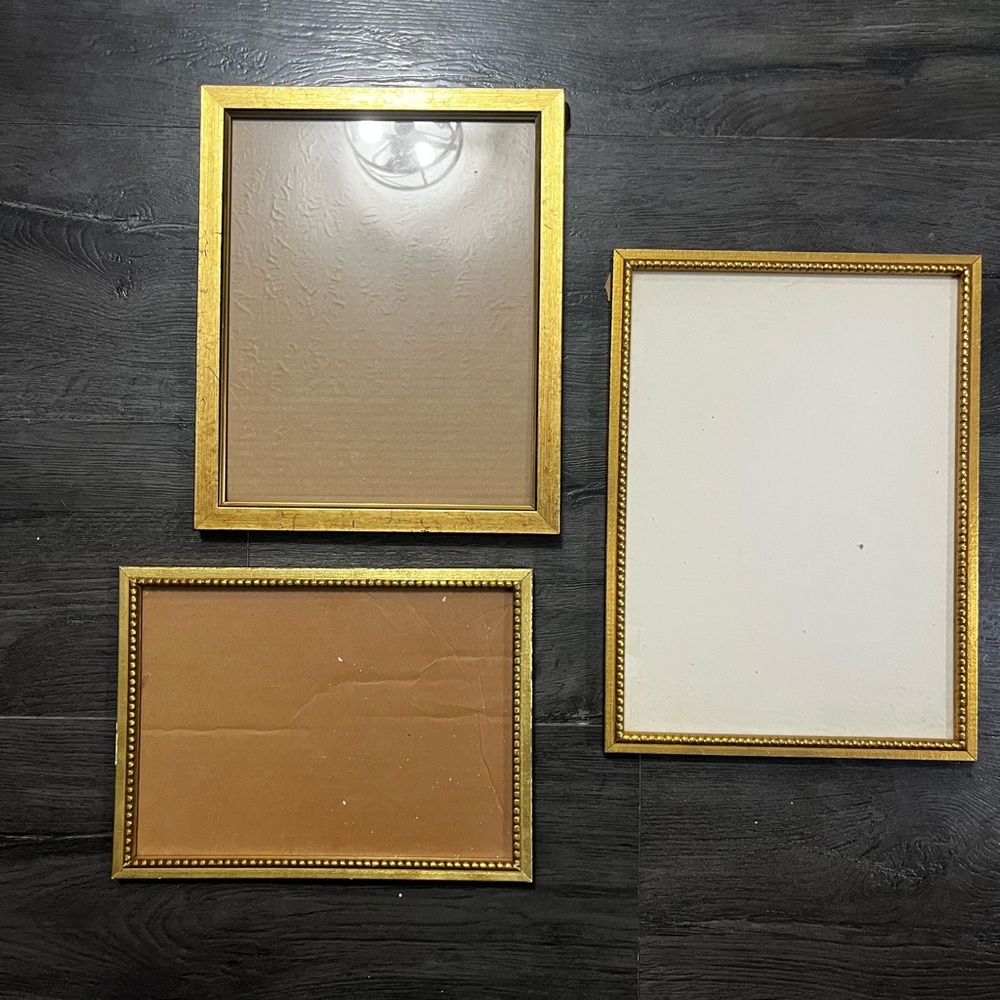 Wooden Gold Photo Frames for Gallery Wall Set of 3
